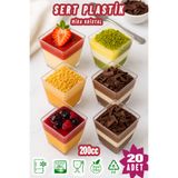 Ezupack 20'li 200Cc Kübik Prizma Mika Magnolya Kase Plastik Tatlı Sunum Kabı Dondurma Puding Meze Salata Cup