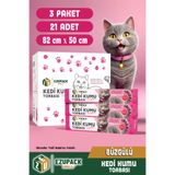 Ezupack 21'li Kedi Kumu Torbası Pudra Kokulu Büzgülü Poşet Pet Evcil Hayvan Kedi Tuvaleti 3 Paket 82x50cm