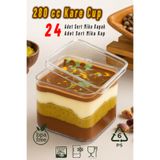 Ezupack 24'lü Kare Tiramisu Cup 280cc Mika Kase Plastik Şeffaf Kapaklı Sunum Kabı Tatlı & Meze Ve Salata Kap