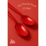 Ezupack 25'li LÜX SERT PLASTİK Kırmızı Kaşık Parti Doğum Günü Sunum Davet Nişan Söz Kullan At Organizasyon