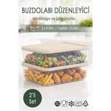 Ezupack 2x4 Lt. Buzdolabı Düzenleyici Buzluk Saklama Kabı Mikrodalga Difrize Uygun Organizer Ekru