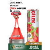 Ezupack 40 Lt ( 1 PAKET ) Avantaj Paket Orta Boy Çilek Kokulu Büzgülü Çöp Poşeti Çöp Torbası 10 Adet