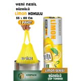 Ezupack 40 Lt ( 1 PAKET ) Avantaj Paket Orta Boy Limon Kokulu Büzgülü Çöp Poşeti Çöp Torbası 10 Adet