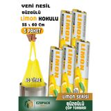 Ezupack 40 Lt ( 5 PAKET ) Avantaj Paket Orta Boy Limon Kokulu Büzgülü Çöp Poşeti Çöp Torbası 50 Adet