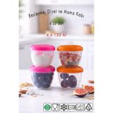 Ezupack 4'lü Sızdırmaz Saklama Kabı - Anne Sütü Bebek Beslenme Mama Kabı Seti 4x150 ml