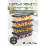 Ezupack 4x1,3 Lt. Buzdolabı Düzenleyici Buzluk Saklama Kabı Mikrodalga Difrize Uygun Organizer Antrasit