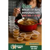 Ezupack 50 Adet Sızdırmaz 120 ml Mini Saklama Kabı Sosluk Buzluk Kabı, Et Suyu, Kemik Suyu, Sos Kabı Mutfak