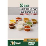 Ezupack 50 Adet Sızdırmaz 30 ml Mini Saklama Kabı Sosluk Buzluk Kabı, Et Suyu, Kemik Suyu, Sos Kabı Mutfak