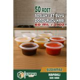 Ezupack 50 Adet Sızdırmaz 60 ml Mini Saklama Kabı Sosluk Buzluk Kabı, Et Suyu, Kemik Suyu, Sos Kabı Mutfak