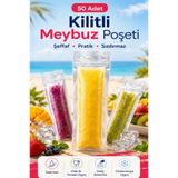 Ezupack 50'li MeyBuz Bici bici ve Dondurma Poşeti Dondurucu Meyve Suyu Poşeti, Sızdırmaz Buz Tobası