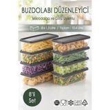 Ezupack 8x1,3 Lt. Buzdolabı Düzenleyici Buzluk Saklama Kabı Mikrodalga Difrize Uygun Organizer Antrasit