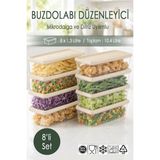Ezupack 8x1,3 Lt. Buzdolabı Düzenleyici Buzluk Saklama Kabı Mikrodalga Difrize Uygun Organizer Ekru