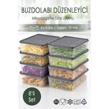 Ezupack 8x4 Lt. Buzdolabı Düzenleyici Buzluk Saklama Kabı Mikrodalga Difrize Uygun Organizer Antrasit