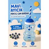 Ezupack Cam Bardak Ayıcıklı Soğuk Frozen Detox Latte Içecek Bardağı Pipetli 500 ml Pembe Kapaklı