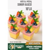 Ezupack Kübik Prizma Mika Magnolya Bardağı 200CC 10 Adet Plastik Şeffaf Sunum Kabı Tatlı&Meze Salata