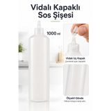 Ezupack Şeffaf Plastik Vidalı Kapak Yağlık Sosluk 1000 ml Yağdanlık Ketçap Mayonez Hardal ve Sos Şişesi