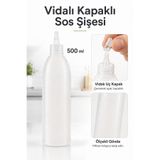 Ezupack Şeffaf Plastik Vidalı Kapak Yağlık Sosluk 500 ml Yağdanlık Ketçap Mayonez Hardal ve Sos Şişesi
