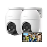 EZVIZ 2 adet WiFi açık 360°, 1080P IP güvenlik kamerası, renkli gece görüşü, AI kişi algılama, otomatik yakınlaştırma, iki yönlü ses, Siren, Alexa/Google, C8c 2 MP