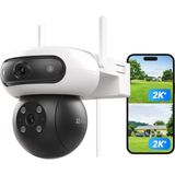 Ezviz Ezvız 4mp+4mp Wifi Dış Mekan Gözetleme Kamerası, Çift Lensli, 360° Gözetleme, 40 M Renkli Gece Görüşü, Çift Görünüm, Aı Kişi/araç Algılama, Otomatik Yakınlaştırma Takibi, Aktif Savunma, C90 Dual