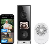 Ezviz Ezvız Görüntülü Kapı Zili, Çift Kamera 6mp ve 2mp ve Zil Sesi, Wifi Kablosuz Zil, 2*9600MAH Pil, Entegre Ekran, Kişi/paket Algılama, 32GB Dahili Bellek, Renkli Gece Görüşü, Ep8 Ultra