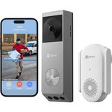 Ezviz Ezvız Wlan Kameralı Görüntülü Kapı Zili, 3mp + 2mp Çift Kamera, Kişi/paket Algılama, Renkli Gece Görüşü, 2 Yönlü Ses, 32GB Dahili Hafıza, Güneş Pilli Kapı Zili %100 Kablosuz, EP3X Pro + Chime