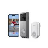 Ezvız Wlan Kameralı Görüntülü Kapı Zili, 3Mp + 2Mp Çift Kamera, Kişi/Paket Algılama, Renkli Gece Görüşü, 2 Yönlü Ses, 32Gb Dahili Hafıza, Güneş Pilli Kapı Zili %100 Kablosuz, Ep3x Pro + Chime