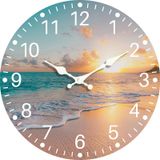 EZXZZ Sea Beach Mavi Gökyüzü Kum 8 İnç Ahşap Duvar Saati - Mutfak, Ev, Yatak Odası ve Ofis için Sessiz Tik Takmayan Pille Çalışan Dekoratif Saat