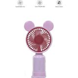 F-12 Mini Taşınabilir Fan Şarjlı 2 Kademeli Ledli Ayıcık Kulak Vantilatör Klima Soğutucu - Pembe
