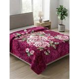 F. Acar Home Collection Çift Kişilik Kabartmalı Gül Desenli Pelüş Battaniye (180X220 Cm) - Renkli - 180 x 220 cm