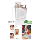 F BLACKSTONE Bakliyat ve Deterjan Contalı Sızdırmaz Kapaklı Erzak Saklama Kabı - Ölçekli Bakliyat Kabı Düzenleyici- 1100 Ml- Pembe