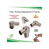 F Dişi - Tv Anten Erkek Çevirici L Tipi Fiş - 2 Adet