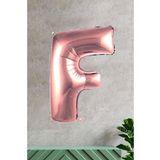 F Harfi Rose Gold Folyo Balon 100 Cm 40 İnç 1 Metre Baş Harf Balon