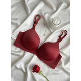 F.k Lazer Kesim Dolgulu Push Up Sütyen - 90B - Bordo