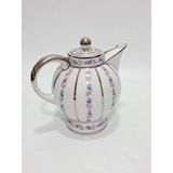F. Legrand Limoges Çiçek Desenli Porselen Çay Kahve Demliği