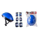 F-Sports Kask Dizlik Dirseklik Koruyucu Set Paten Scooter Kay Kay Koruyucu Set - 38 - Mavi