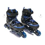 F-Sports Paten Frenli Işıklı Ayarlanabilir Silikon Teker Metal Gövde Paten Çocuk Pateni Siyah - Siyah - Mavi - 38 - 41