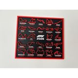 F1 Pistleri 2026 Takvimi 3D Baskı Çerçeve - (22x25 cm) | Masaüstü Standlı & Duvara Asılabilir Çerçeve (Siyah)