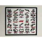 F1 Pistleri 3D Çerçeve - Formula 1 Yarış Pisti Dekoratif Tablo - 25 cm x 22 cm - Beyaz