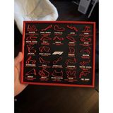 F1 Pistleri 3D Çerçeve - Formula 1 Yarış Pisti Dekoratif Tablo - 25 cm x 22 cm - Siyah