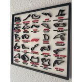 F1 Pistleri 3D Çerçeve - Formula 1 Yarış Pisti Dekoratif Tablo (Beyaz)