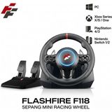 F118 270° Titreşimli Yarış Direksiyon Seti – Hall Sensör, Kulakçıklı Vites, 2 Pedallı – Pc / Ps4 / Ps3 / Xbox Series X|s / Switch Uyumlu - Siyah