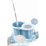 F139 Balerina Otomatik Sıkma Temizlik Seti, Döner Başlıklı Mikrofiber Temizlik Mop Seti Mavi - Renk