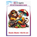 F17 Ajans Aslan Yaz Temalı Ütü ile Yapışan Tekstil Kumaş Tişört Baskı