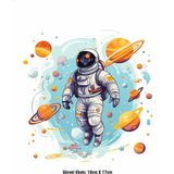 F17 Ajans Astronot Dtf Baskı Ütü ile Yapışan Tekstil Kaliteli Renkli Görsel 18cm X 17cm