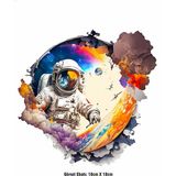 F17 Ajans Astronot Dtf Baskı Ütü ile Yapışan Tekstil Yüksek Kalite Renkli Görsel 18 cm x 18 cm
