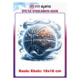 F17 Ajans Basketbol Topu Temalı Ütü ile Yapışan Tekstil Kumaş Tişört Dtf Baskı