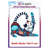 F17 Ajans Desen ve Kedi Temalı Ütü ile Yapışan Tekstil Kumaş Tişört Dtf Baskı