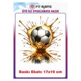 F17 Ajans Futbol Topu Temalı Ütü ile Yapışan Tekstil Kumaş Tişört Dtf Baskı