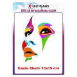 F17 Ajans Renkli Yüz Silüeti Ütü ile Yapışan Tekstil Kumaş Tişört Dtf Baskı