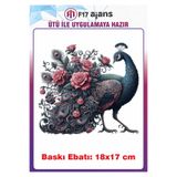 F17 Ajans Tavus Kuşu Gotik Temalı Ütü ile Yapışan Tekstil Kumaş Tişört Dtf Baskı